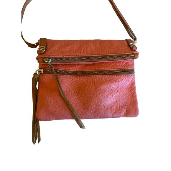 Embossed Faux Leather Crossbody Bag With Adjustable Strap & Zip Closures - Picture 2 of 5
